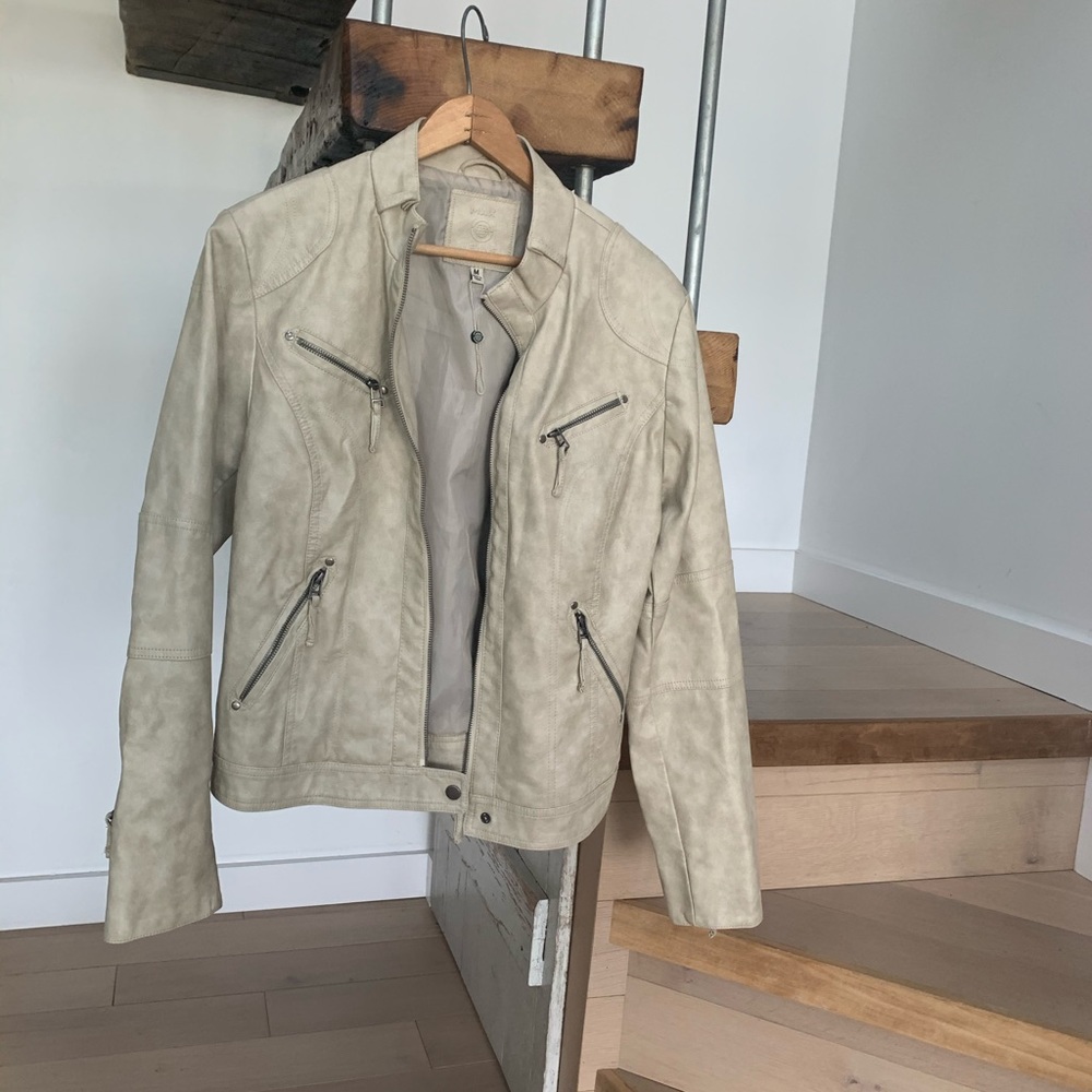 Max Jeans Tan Faux Leather Jacket size medium